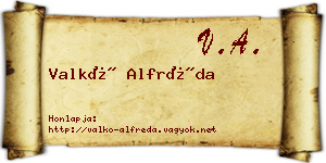 Valkó Alfréda névjegykártya